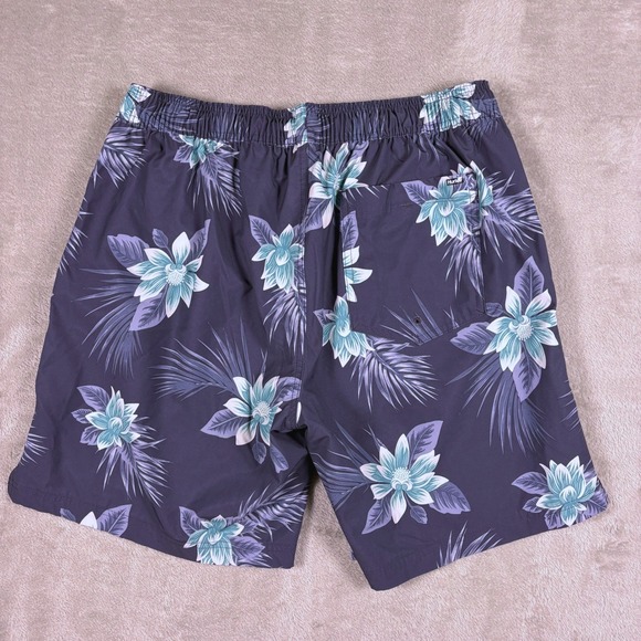Hurley Mens XL Blue Floral Swim Trunks Compression Liner Board Shorts Resort - Picture 4 of 13